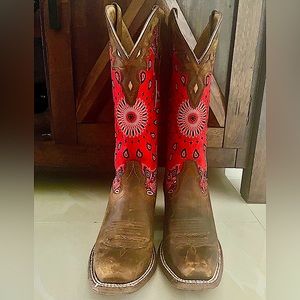 Ariat womens red paisley leather boots